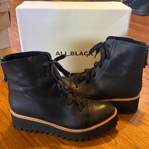 All Black Shoes - All Black Lace Up Bootie
